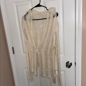 Cream Distressed Sweater Top